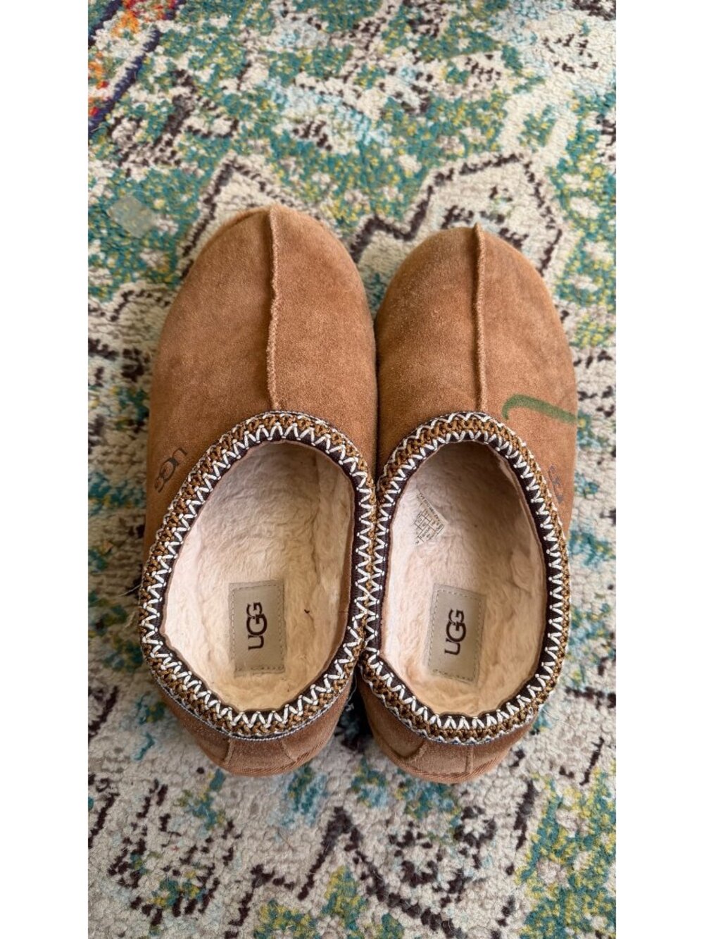 UGG Men’s Tasman Chestnut Slippers With Sheepskin Lining Size 9